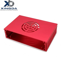 Carcasa de Aluminio Anodizado Rojo Brillante Extruido con Recorte para Ventilador, para Módulo Amplificador de Audio, Carcasa Protectora