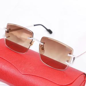 Lunettes de soleil de luxe en argent 925 avec verres bruns et diamants Moissanite VVS pour unisexe, protection UV400 - Product Image 1