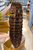 Perruque Lace Front 13x6 Deep Wave 100% Cheveux Humains, Dentelle HD Sans Colle, Pré-Pluckée, Ligne de Cheveux Naturelle, Raie Libre, pour Femmes