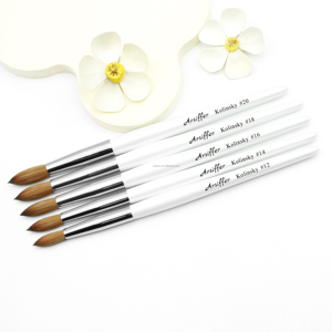 Manche en bois blanc, professionnel, Allemagne, 100% véritable Kolinsky, lisse, plus épais, multifonctionnel, forme ronde/ovale pour salon de manucure - Product Image 6