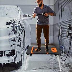 Banc de travail pliable robuste en ABS pour garage domestique, table de travail multi-usages 7 en 1 avec roues pour la construction et les réparations - Product Image 5