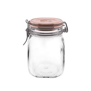 <span class=keywords><strong>Bormioli</strong></span>-Jarra cuadrada metálica de Co <span class=keywords><strong>Fido</strong></span>, vidrio, 33,75 oz, cobre - Product Image 1