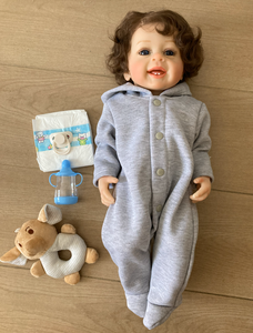 Poupée bébé réaliste peinte à la main de 55 cm, garçon, corps entier en vinyle, <span class=keywords><strong>Yannik</strong></span>, poupée réaliste avec cheveux bouclés enracinés, jouet cadeau de Noël - Product Image 5