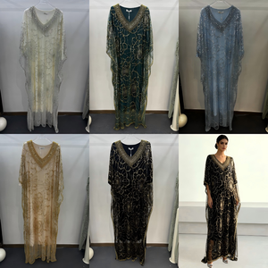 <span class=keywords><strong>Robe</strong></span> Kaftan Florale Dorée de Luxe Brodée à la Main, Col en V, Manches Chauve-Souris, Abaya Musulmane, <span class=keywords><strong>Robe</strong></span> Longue de Soirée pour Invitée de Mariage - Product Image 3