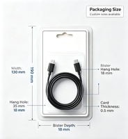Cable de Datos USB Tipo-C de Carga Rápida con Embalaje de Blíster Personalizado Ecológico de PET Sellado por Alta Frecuencia y Tarjeta de Papel Trenzada