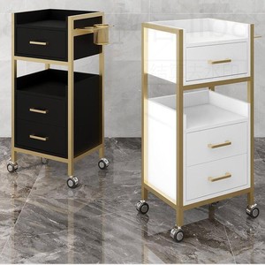 Carrito de peluquería móvil moderno con cajones y soporte para secador de pelo para salón de belleza y barbería - Product Image 2