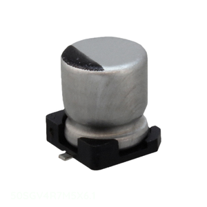 Distribuidor Autorizado, Condensador de Superficie 50SGV4R7M5X6.1, CAP ALUM 4.7UF 20% 50V SMD 4.7 uF - Product Image 1