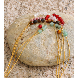 قلادة جينيو 3404 الأنيقة من الخرز الحجري الطبيعي مع سلسلة من الفولاذ المقاوم للصدأ وحجر النمر - Product Image 2