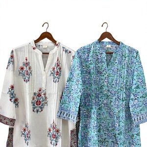 เสื้อผ้าฝ้ายผู้หญิงทรงปกติ ความยาวปกติ สวมใส่สบายๆ ในฤดูร้อน สไตล์อินเดีย-ปากีสถานสมัยใหม่ แห้งเร็ว ซึมซับความชื้น ไม่ยับง่าย - Product Image 3
