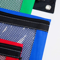 Pochette à crayons Gelory à 3 anneaux avec fenêtre en maille transparente, pochette à crayons zippée à 3 anneaux pour les étudiants, fournitures scolaires