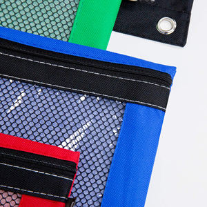 Gelory 3 अंगूठी बांधने की मशीन पाउच पेंसिल बैग छेद स्पष्ट जाल खिड़की के साथ छात्रों के लिए 3-अंगूठी जिपर पेंसिल पाउच स्टेशनरी - Product Image 5