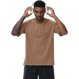 T-shirt en coton surdimensionné pour homme, coupe ample, effet vintage, manches courtes, décontracté, unisexe, en jersey - Product Image 3
