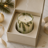 Bougie artisanale moderne en cire de soja dans un bocal en verre décoratif pour Thanksgiving, Diwali, Noël et la décoration intérieure - Non toxique