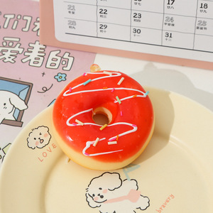 Mini pendentif en PU 6 cm en forme de donut crème à rebond lent, jouet anti-stress et ornement de décompression, style alimentaire, populaire sur internet, vente en gros Chine - Product Image 4