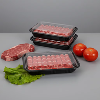 Boîte en plastique personnalisée jetable pour l'emballage de viande de bœuf, de saucisses, de poisson frais, en forme de coquille