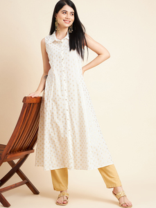 Ensemble Kurta et pantalon en soie pure, tenue ethnique indienne traditionnelle pour femme, coupe trapèze, idéal pour l'été, avec broderie florale, prix de gros - Product Image 4