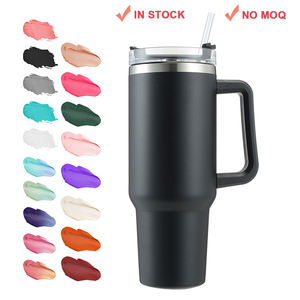 2024 Logo personalizzato in acciaio inossidabile moderno coperchio a prova di fuoriuscita rosa 40Oz tazza tazza <span class=keywords><strong>Tumbler</strong></span> con manico in crema con paglia - Product Image 3