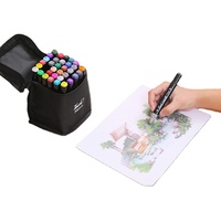 Paquet de sac noir 30 40 60 80 couleurs marqueur d'art en forme de baril carré à double pointe