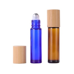Botellas de Vidrio Grueso con Rodillo para Aceites Esenciales, 10 ml, Transparentes, Ámbar, Esmeriladas, con Tapas de Bambú, Vacías, en Existencia, al por Mayor - Product Image 3