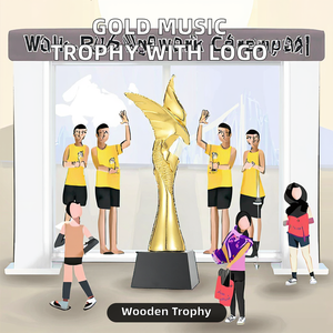Hot Sale <b>Cheap</b> <b>Crystal</b> Wooden Trophy Cup Music Dancing Custom Logo UV Printing Durable Award Trophy - Product Image 2