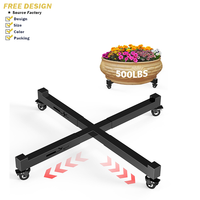 Chariot à plantes moderne en fer à taille réglable avec roulettes fixes, support robuste pour pots de fleurs, pour jardin extérieur, cour, balcon, intérieur, maison