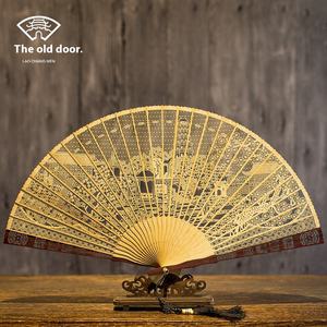 Fatingna Laofumen-Suzhou <span class=keywords><strong>Abanico</strong></span> plegable de madera birmana <span class=keywords><strong>Abanico</strong></span> de regalo de estilo <span class=keywords><strong>chino</strong></span> tallado en bambú hueco pintado - Product Image 2