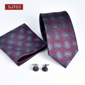 Conjunto de Tres Piezas de Jacquard para Hombre, Corbata Cuadrada, Gemelos, Accesorio de Vestir Profesional para Negocios, Corbata Nueva de 8 cm - Product Image 3
