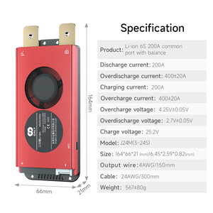 Daly BMS بطارية ليثيوم أيون 6S 24V 200AH BMS لتخزين الطاقة في السفن بطارية ليثيوم أيون نظام BMS 24V 200A Daly - Product Image 2