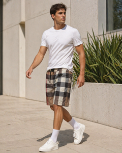 Luxury Men's casual Checkered <b>Board</b> Shorts Mid Waist Drawstring Bur berry Quick Dry Casual Swimwear with Pockets - Product Image 2