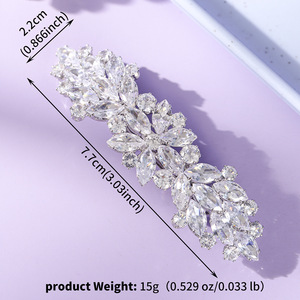 Pince à cheveux <span class=keywords><strong>de</strong></span> luxe scintillante en strass pour femme, <span class=keywords><strong>barrette</strong></span> à cheveux en cristal marquise, élégante épingle à cheveux <span class=keywords><strong>de</strong></span> mariée pour mariage, accessoires <span class=keywords><strong>de</strong></span> fête - Product Image 3