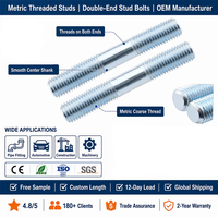 Carbon Steel Zinc Plated Metric Double End Threaded Stud DIN 975 Full Thread Stud Bolt for Flange Pipe Hardware