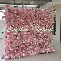 EG-WD91 Artificielle Boho Fleur Mur Soie Violet Bleu 5d Fleur Mur De Mariage Blanc Bébé Souffle 5d Roll Up Fleur Mur Toile De Fond