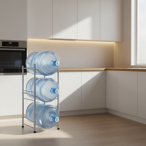 Estante plateado de 3 niveles para botellas de agua, organizador de almacenamiento para 3 botellas, uso en cocina - Product Image 2