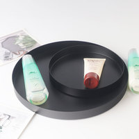 Plateau rond en métal décoratif de qualité supérieure, en fer, noir, avec revêtement en poudre, multifonctionnel pour la cuisine et le salon, décoration intérieure