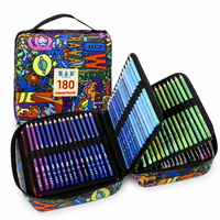 H&B – Lot de 180 crayons de couleur professionnels à base d'huile, mine souple, pour dessin et croquis, avec étui zippé, pour artistes – Vente en gros