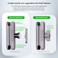 FANAUE DA-90F Bras flexible double en alliage d'aluminium gris compatible avec une boule de 1 pouce (25 mm) pour support de téléphone de moto, fabriqué en Chine
