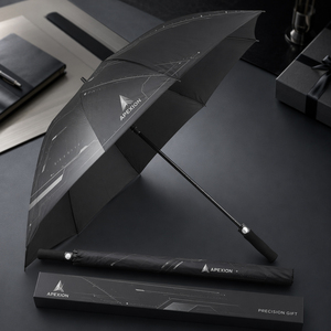 Paraguas de golf semiautomáticos de lujo, clásicos, personalizados con logotipo, para exteriores, grandes, resistentes al viento, impermeables, con protección UV. - Product Image 4
