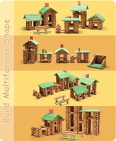 Ensemble de cabane en rondins en bois jouet de maison de construction pour les tout-petits Kit de Construction STEM classique Compatible avec Lincoln Log