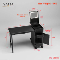 Table de manucure roulante en acier inoxydable avec 4 tiroirs, bureau à ongles pliable sur roulettes pour salon de manucure