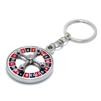 Roulette de casino personnalisable et rotative, porte-clés en métal émaillé de 40 mm, jeu de hasard, souvenir touristique, promotion en gros