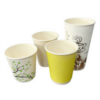 Gobelet en papier jetable biodégradable imprimé sur mesure 2,5/4/6/8/10/12/16 OZ à double/simple paroi avec couvercle pour les boissons à emporter