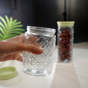 Pots de stockage en verre à large ouverture faciles à remplir Emballage pratique pour les bouteilles et bocaux de stockage en forme de cylindre pour aliments en vrac - Product Image 5