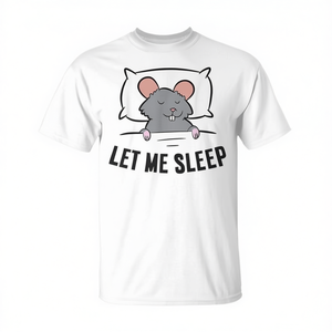 Camiseta Tired Rat Let Me Sleep con diseño de ratón gris, camiseta divertida para dormir - Product Image 2