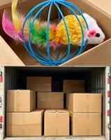 Jouet sphérique pour chat en fer forgé avec rat en peluche et plumes multicolores, pour le soulagement du stress, le nettoyage des dents et l'exercice des chatons