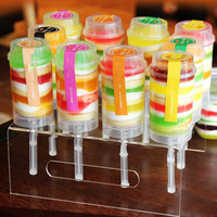 Lance-confettis, bâtonnets transparents, lance-confettis pour gâteaux, bâtonnets en plastique ronds, bâtonnets à pousser pour gâteaux avec couvercles