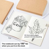 Cahiers Kraft vierges, carnets de notes vierges en gros, 80 g/m², non lignés, 60 pages, format A5, carnets de sujets, journal de voyage