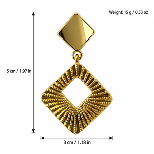 Orecchini Pendenti Geometrici Quadrati da Donna per Uso Quotidiano e Occasioni Speciali, Design Traforato Texturizzato - Product Image 3