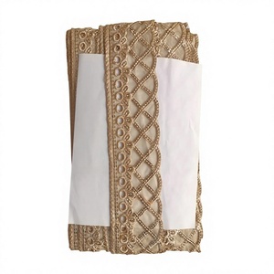 Vente en gros de bande de dentelle à sequins de 5 cm en polyester avec insertion de motif ajouré doré, approvisionnement en vrac pour robes de fête, personnalisation OEM ODM - Product Image 1
