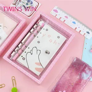 hotsale yiwu market new arrival cartoon cute school supplies Colored notebook with pen spiral stationery gift set for kids 383