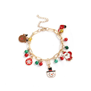 Bracelet porte-bonheur de Noël pour femmes, bijoux en alliage, pendentif de dessin animé, cadeau, cloche festive, perle, flocon de neige, renne - Product Image 5